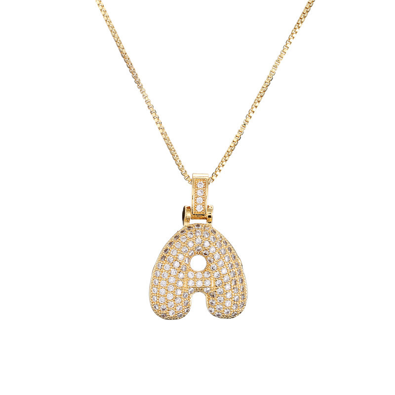 14k Diamond Dazzle Bubble Initial Necklace