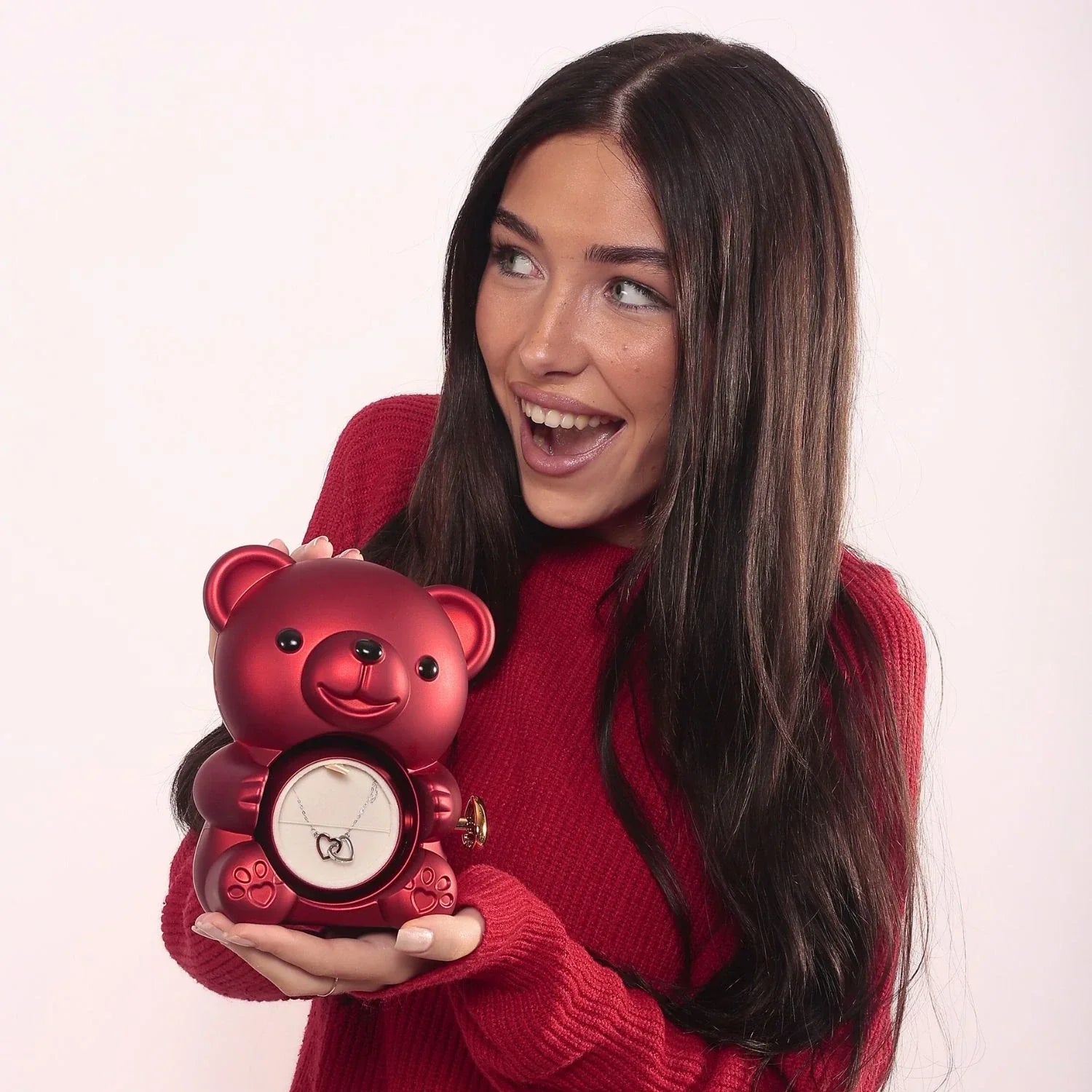 Romantic Bear Personalized Eternal Hearts Necklace