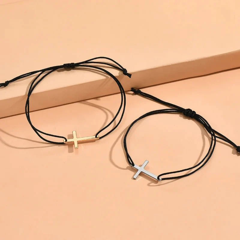 Couples Minimal Cross Bracelets