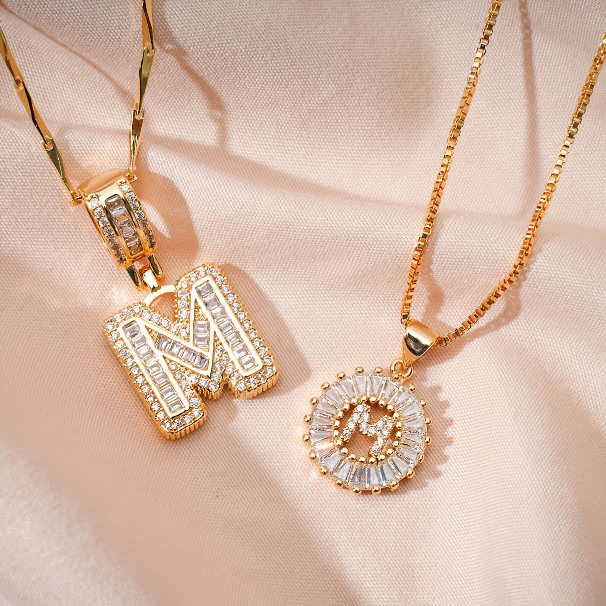 Keep & Share: 2pc 14k Diamond Letter Initial Necklaces