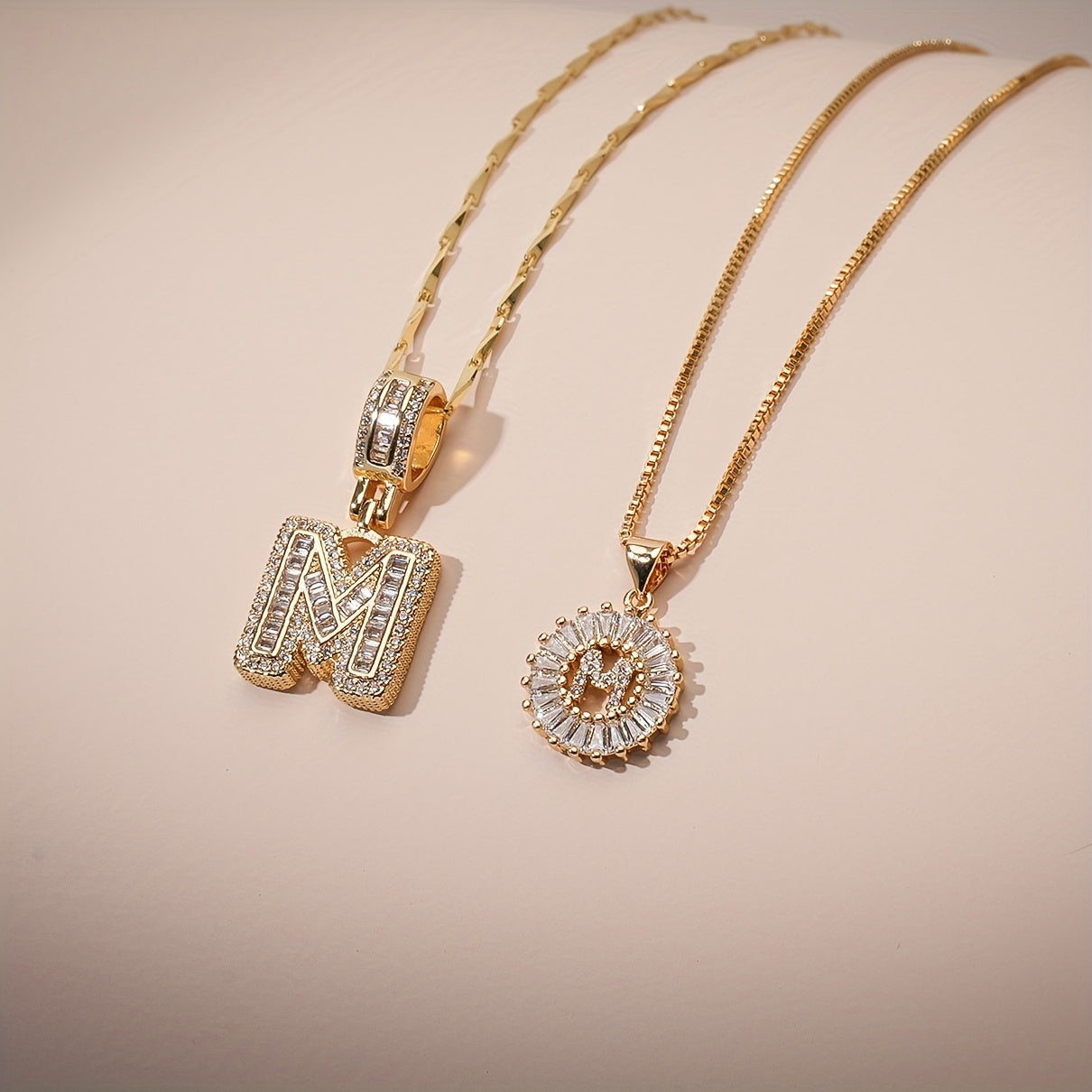 Keep & Share: 2pc 14k Diamond Letter Initial Necklaces