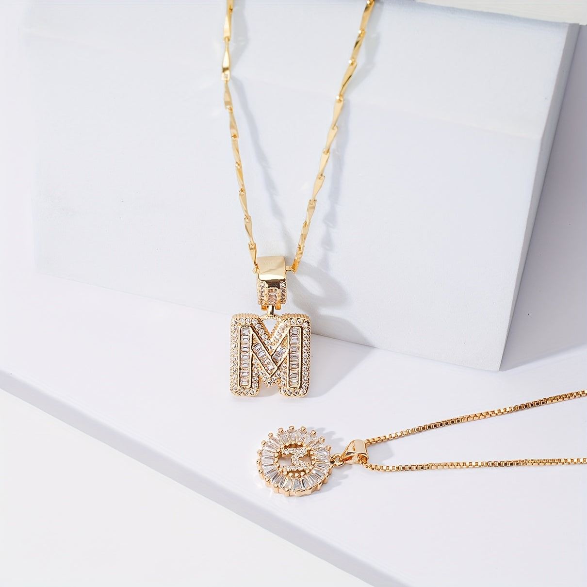 Keep & Share: 2pc 14k Diamond Letter Initial Necklaces