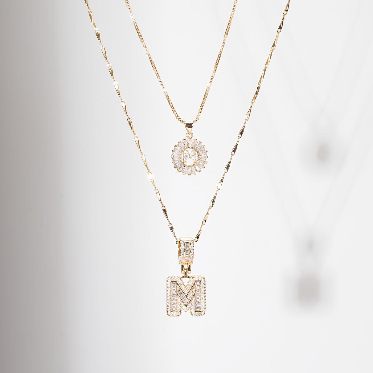 Keep & Share: 2pc 14k Diamond Letter Initial Necklaces