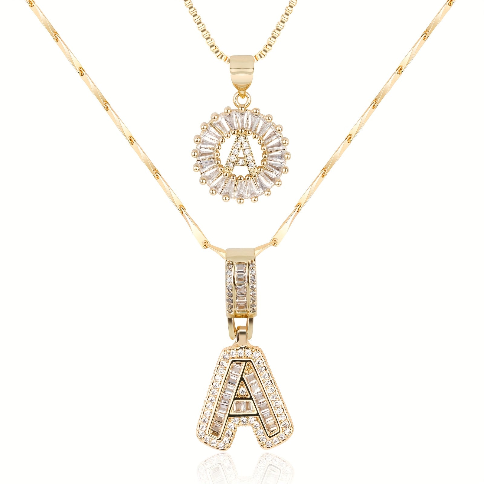 Keep & Share: 2pc 14k Diamond Letter Initial Necklaces