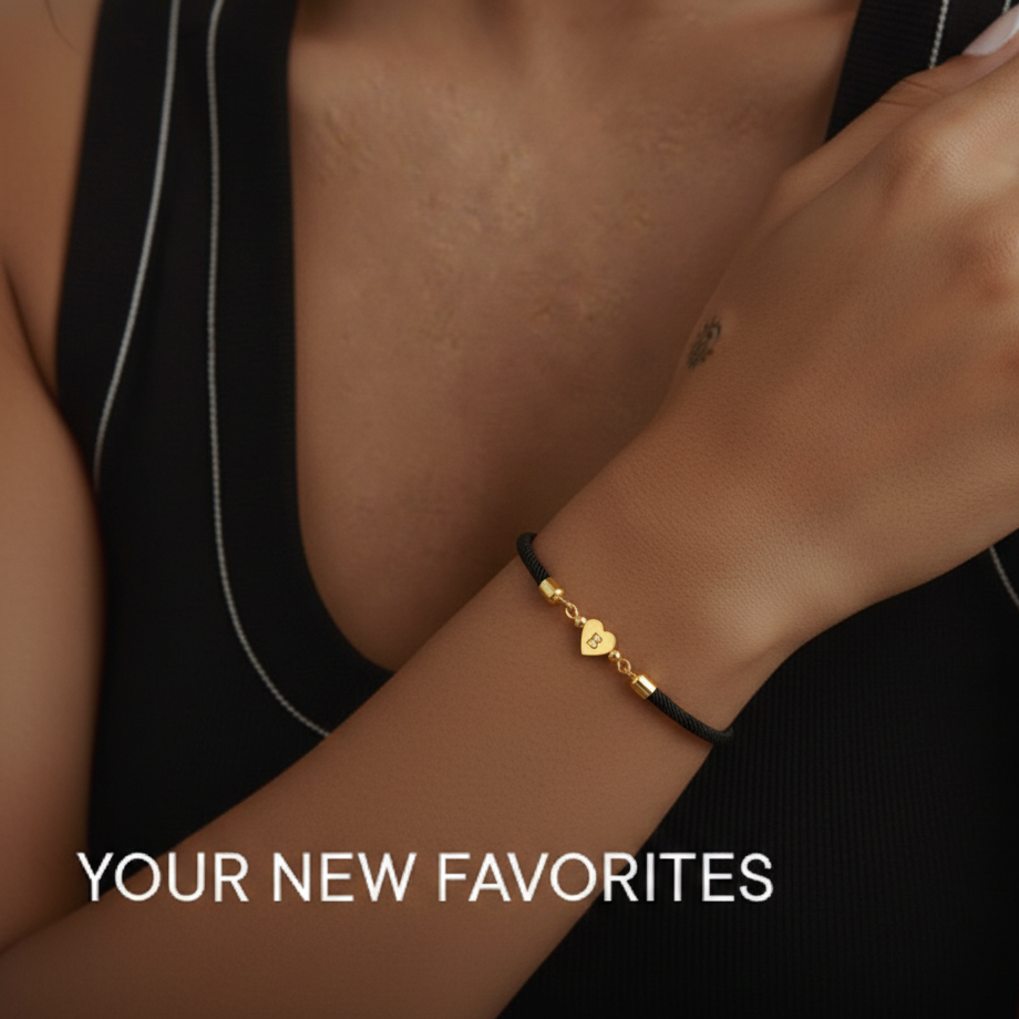 Adjustable Heart Letter Initial Bracelets