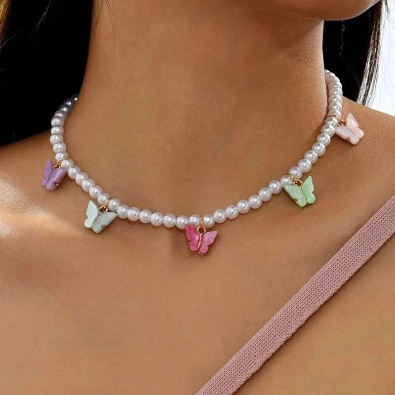 Dainty Colorful Butterfly Choker Necklace