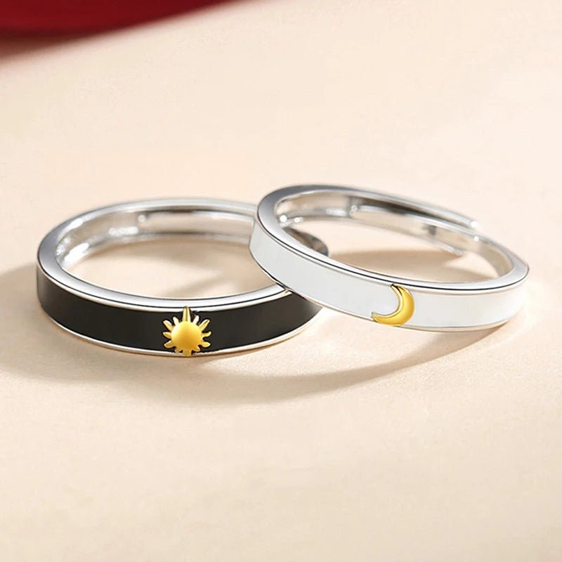 Sun & Moon Matching Couples Rings